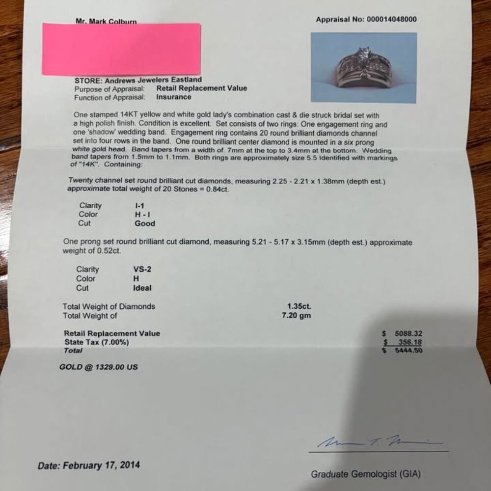 14 karat gold ladies wedding ring set - Picture 4 of 9